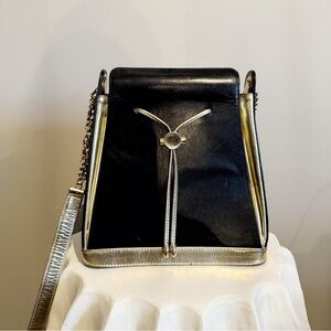 Vintage Black and Gold Box Bag with Chain